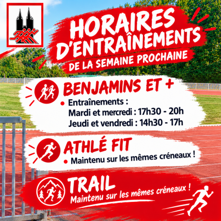 Entraînements semaine du 26 au 31 octobre